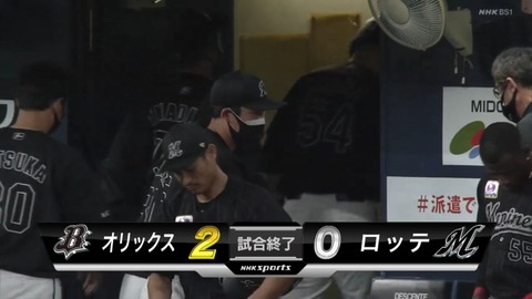 11月11日　オリックス２－０ロッテ　先発美馬が好投見せるも降板直後に手痛い失点…打線は2日連続貧打が続き2試合連続完封負け…