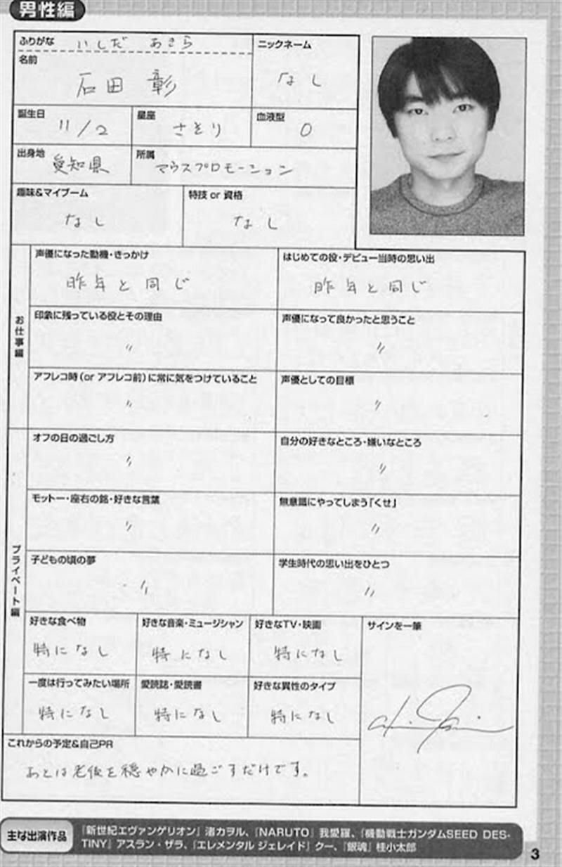 画像 声優 石田彰さんの自己紹介文が適当過ぎるwww 進撃のアニメ兵団 画像 声優 石田彰さんの自己紹介文が適当過ぎるwww 進撃のアニメ兵団
