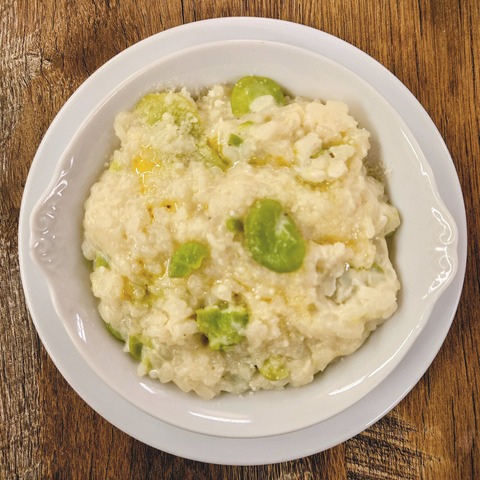 〈空豆とペコリーノチーズのリゾット〉