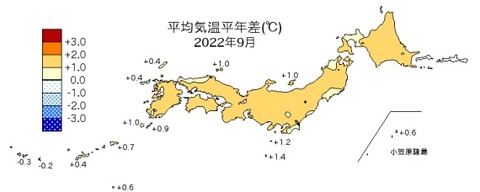 20221017平均気温2022年9月