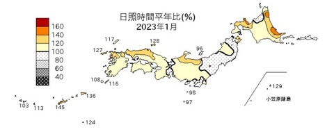 20230219日照時間2023年1月