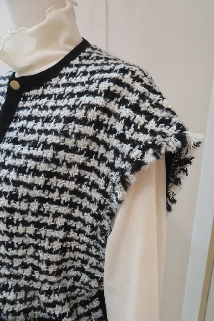 ボールジィ、ニットコンビツイードフレンチスリーブジレ : VOYAGE 北上尾