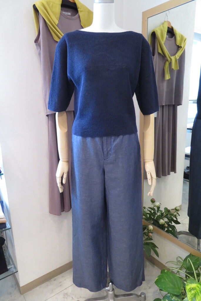 GALERIE VIE リネンキュプラシルク ワイドパンツ リネンキュプラシルク