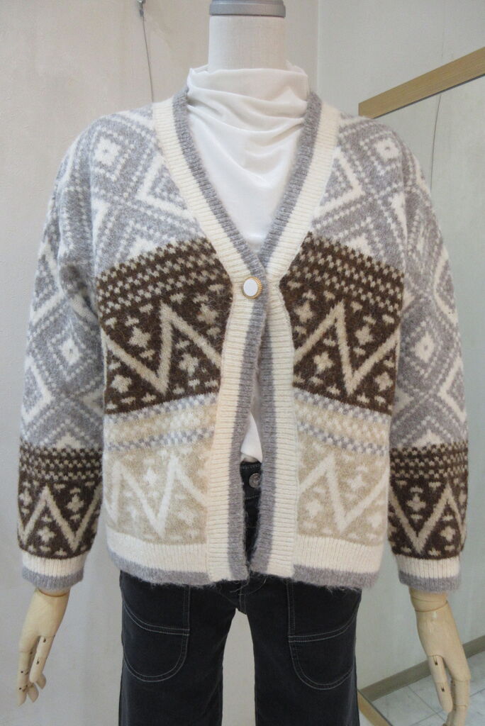 ユニセックス カウチン風カーディガン MAGICAL WAVE Lサイズ カーディガン Disney⁄ディズニー カウチンモチーフZIPニットブルゾン「ユニセックス」 レディース メンズ