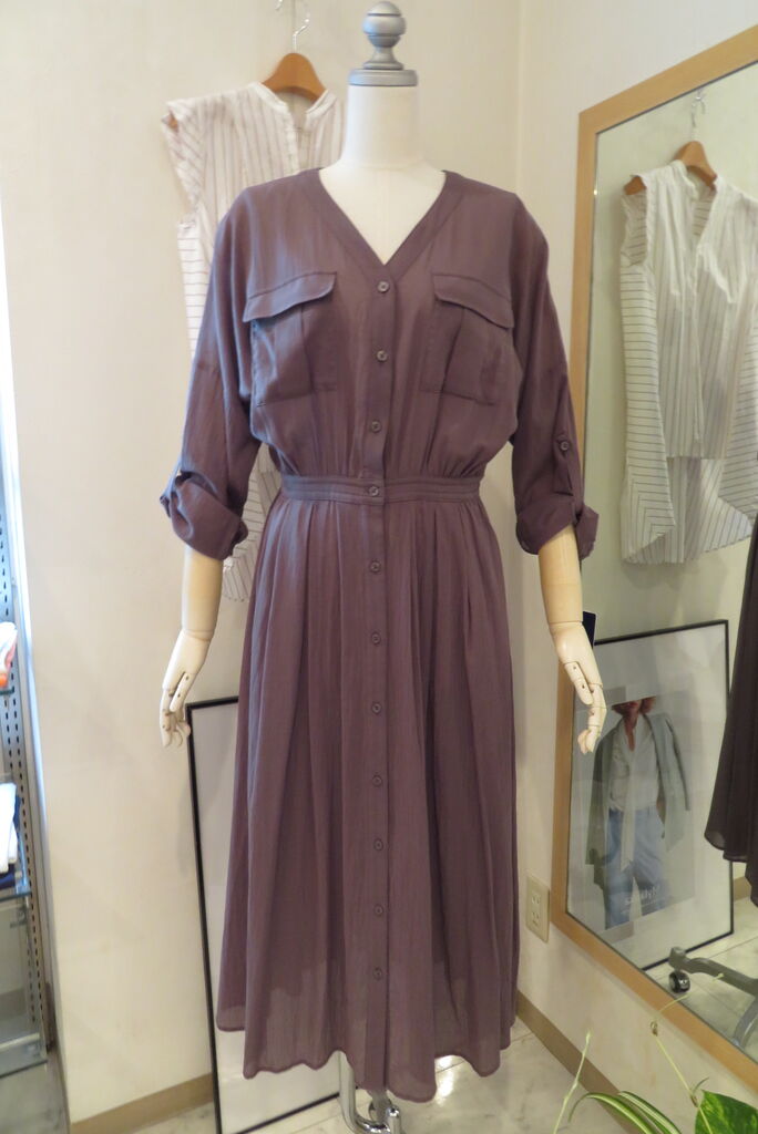 ベアトリス コットン楊柳vネックロングシャツワンピース voyage 北上尾