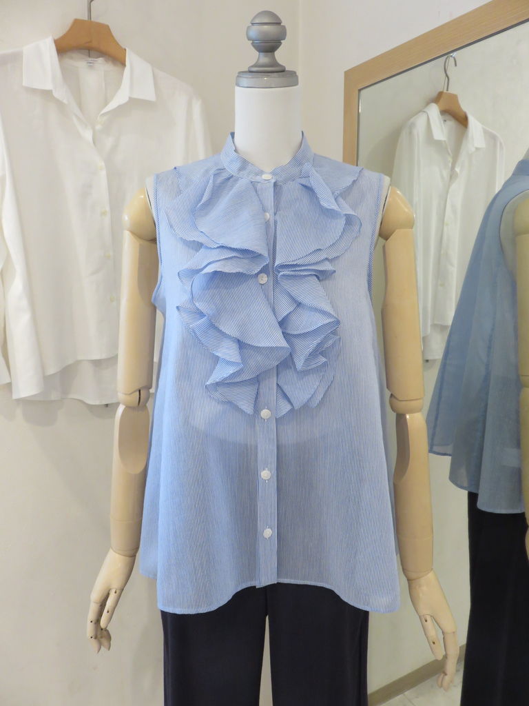 美品】Christian Dior ノースリーブ ストライプ フリル ブラウス Dior 