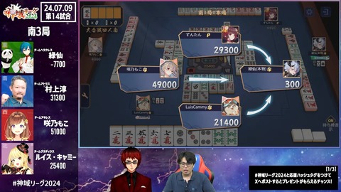 【#神域リーグ2024 第五節】 第13試合~第15試合【ネット麻雀リーグ戦】 2-28-58 screenshot