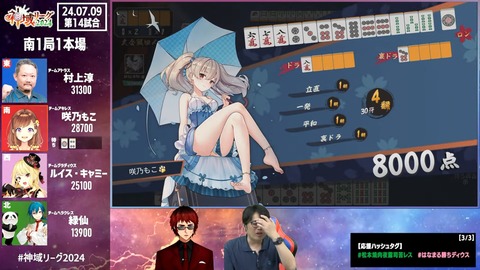 【#神域リーグ2024 第五節】 第13試合~第15試合【ネット麻雀リーグ戦】 2-17-23 screenshot