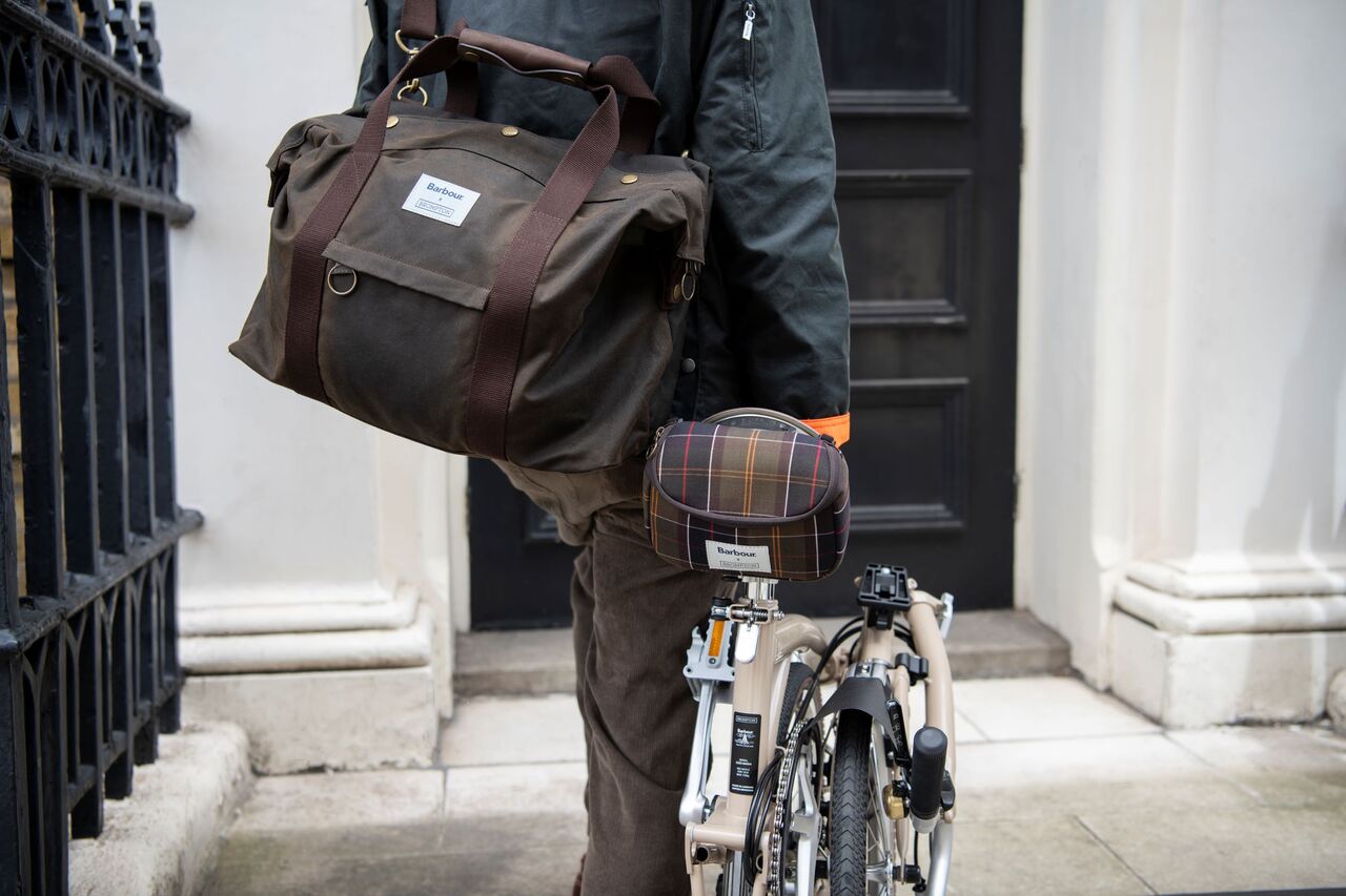 Barbour X Brompton Wax City Bag | Brompton Bicycle USA