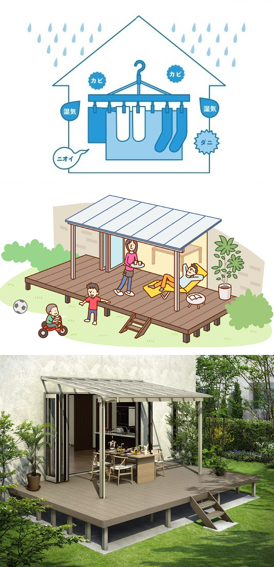 YKKAP テラス屋根／ソラリア（テラス囲い）富山県富山市～テラス屋根の修理、テラス屋根の取付～ : 鍵店 アルミ建材和田