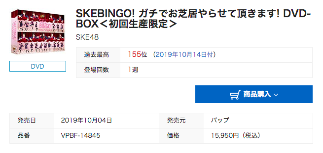 Skebingo ガチでお芝居やらせて頂きます Dvd Boxのオリコン売上最高位が衝撃の155位 Ske48箱推し
