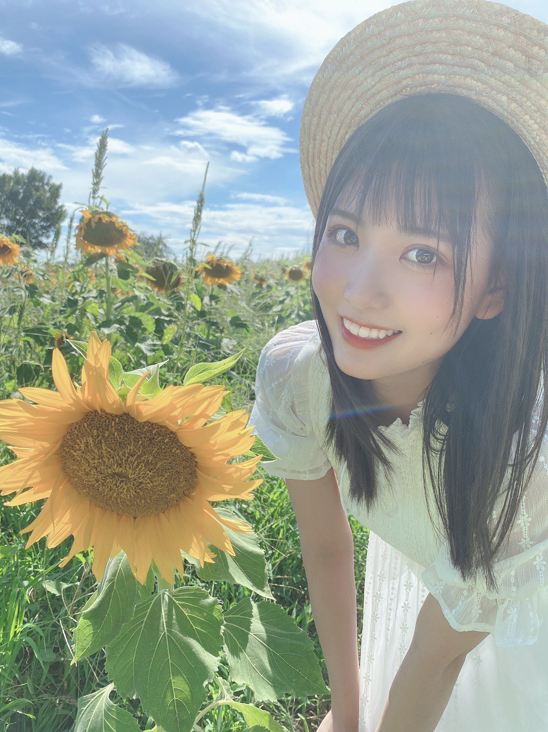 Ske48 黒髪ロング 麦わら帽子 白いワンピース ひまわり バス停があれば完璧だった Ske48箱推し