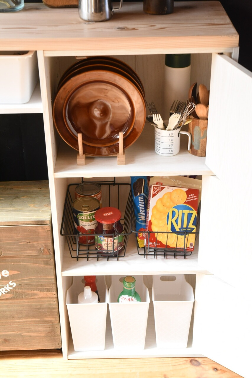 電動工具無し ニトリのカラーボックスで食器棚 Studio In The Afternoon リノベーションとお家収納diy Wagon Worksブログ Powered By ライブドアブログ