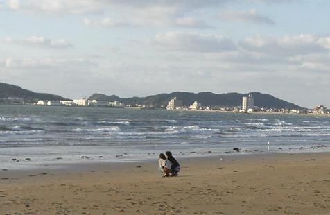 福間海岸にて