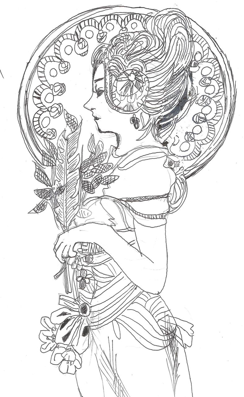 ミュシャの絵を見て描きました 元気はつらつ