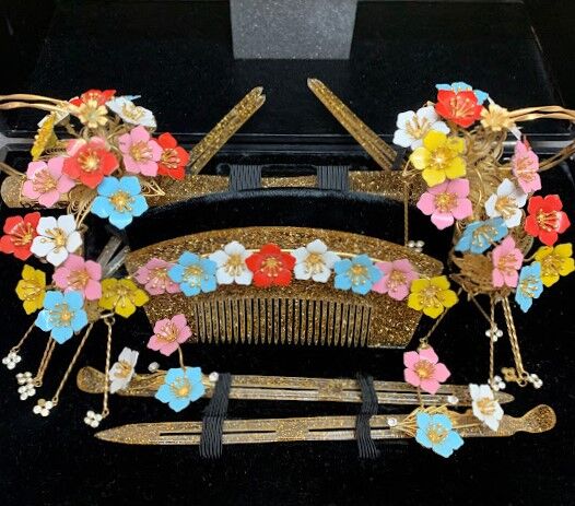 12花嫁かんざしセット＊154-24金ラメ軸5色小花 : ISEきまぐれす