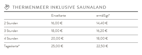 Bad Staffelstein Tarif ink. Sauna