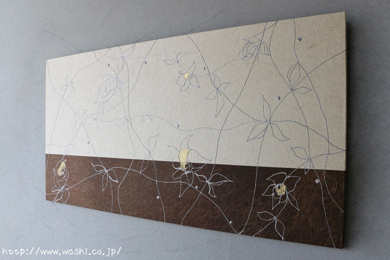 漆 白地のツートンカラー 花柄デザインの和紙アートパネル 浅倉紙業株式会社 ショールーム 紙あさくら のブログ