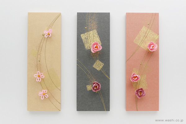 水引の花飾りが印象的な結納品リメイクアートパネル3種 (華飾りアレンジバージョン)