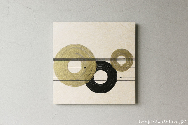 モダンアートパネル インテリア和紙(墨・金彩)Handmade Japanese Art Panels and Wall Decorations
