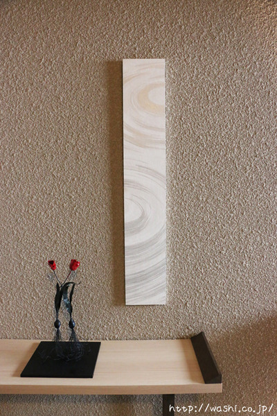 washi art panel 水の波紋柄の和紙インテリアアートパネル(正面)