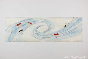 金魚柄の創作和紙(渦)