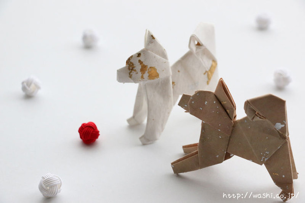 2018年戌年(和紙で作った犬の折り紙)