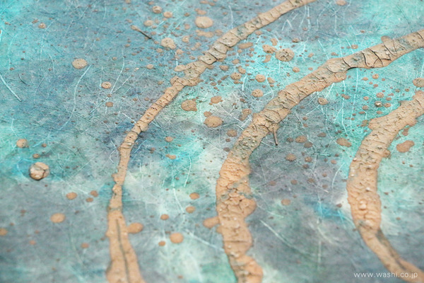 珪藻土デザイン２連アートパネル - ご来店のお客様オーダー品 (顔料染めのぼかしが強く出ている部分)