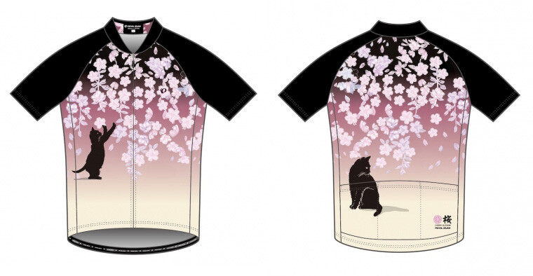 オシャレ 未使用品 パールイズミ 桜柄 サイクルジャージ XLサイズ パールイズミ 2019春夏「桜と猫」限定サイクルジャージ発売