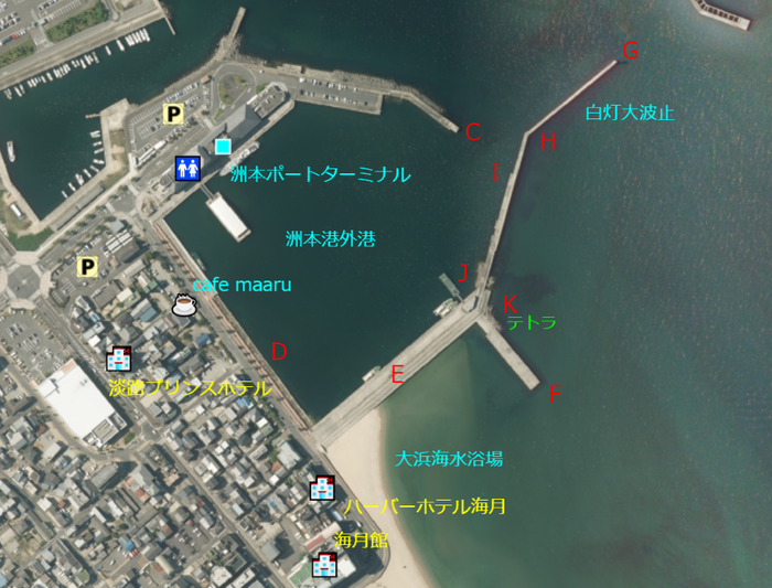 地図　洲本港白灯大波止1