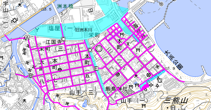 地図　洲本城下町GIS