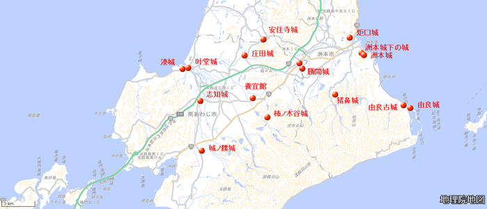 地図 淡路島の城1