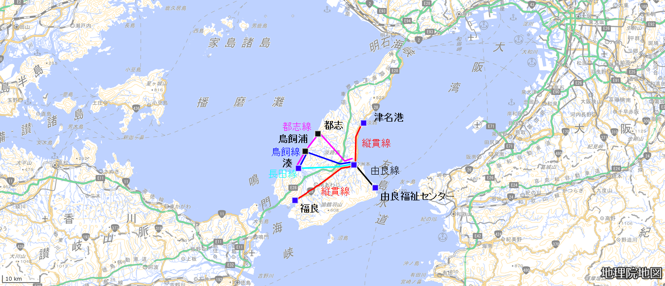 淡路島路線バスの旅 長田線 洲本バスセンター 橋を渡ると、そこは･･･。No3 淡路島をぶらぶら
