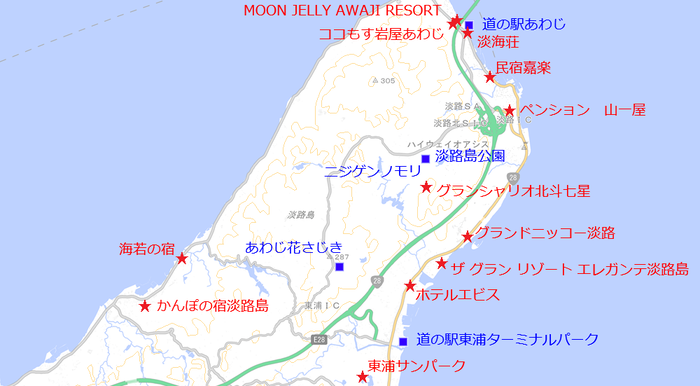 地図　北淡路の宿