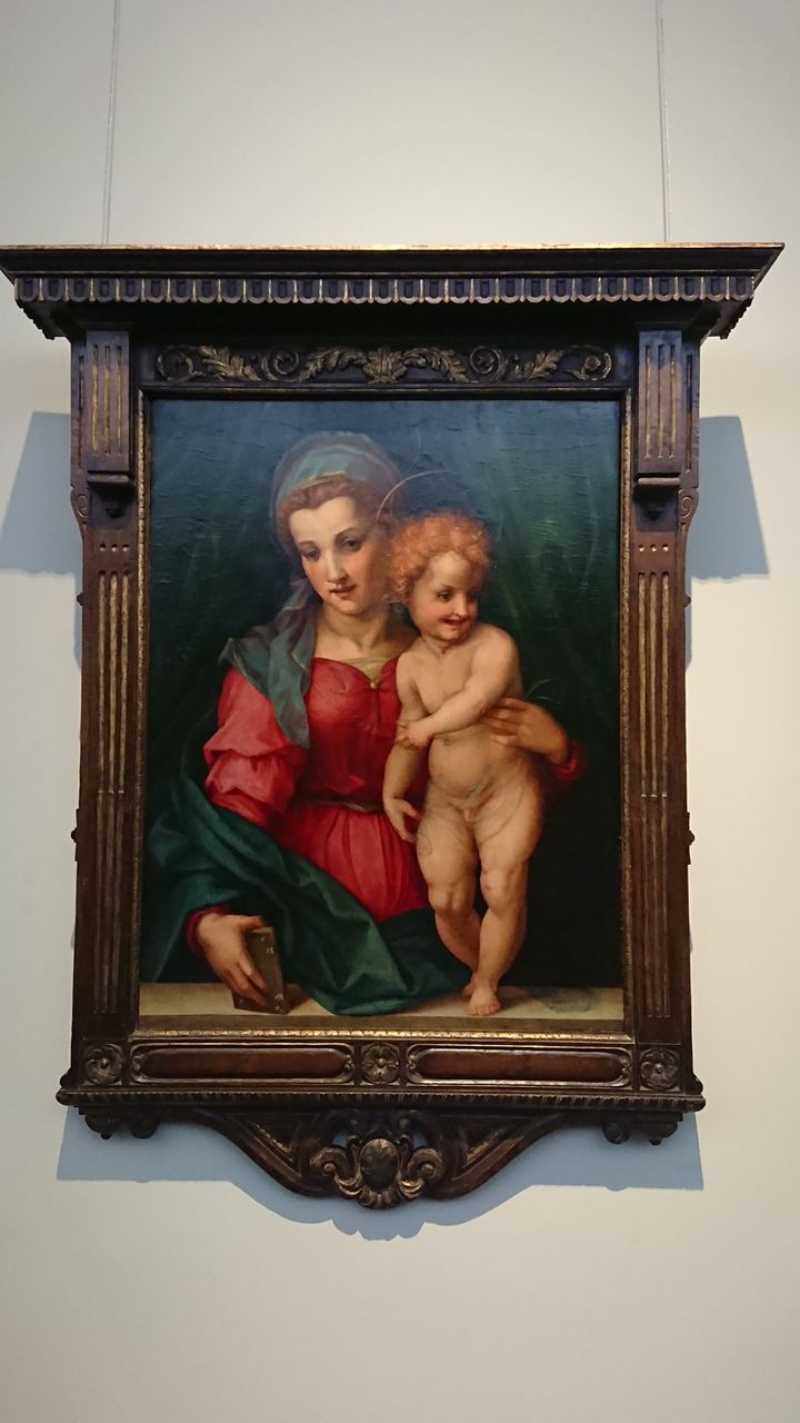 アンティーク 油彩 キリストとマリア