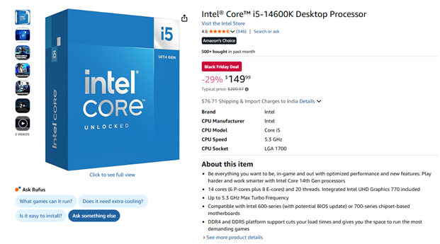 Intel-Core-i5-14600K-Black-Friday-Amazon