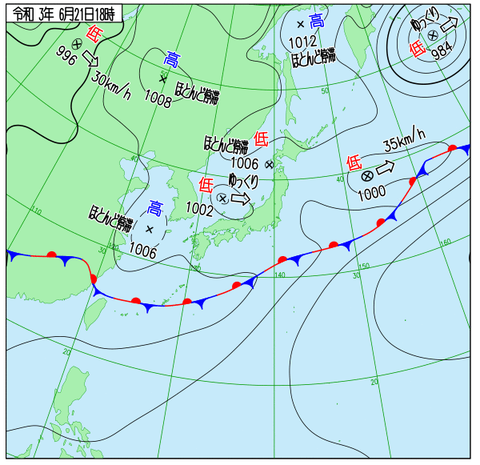 天気図2021.6.21.18