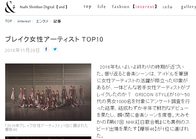 Babymetal 2016年ブレイク女性アーティスト Top10 4位にベビメタ