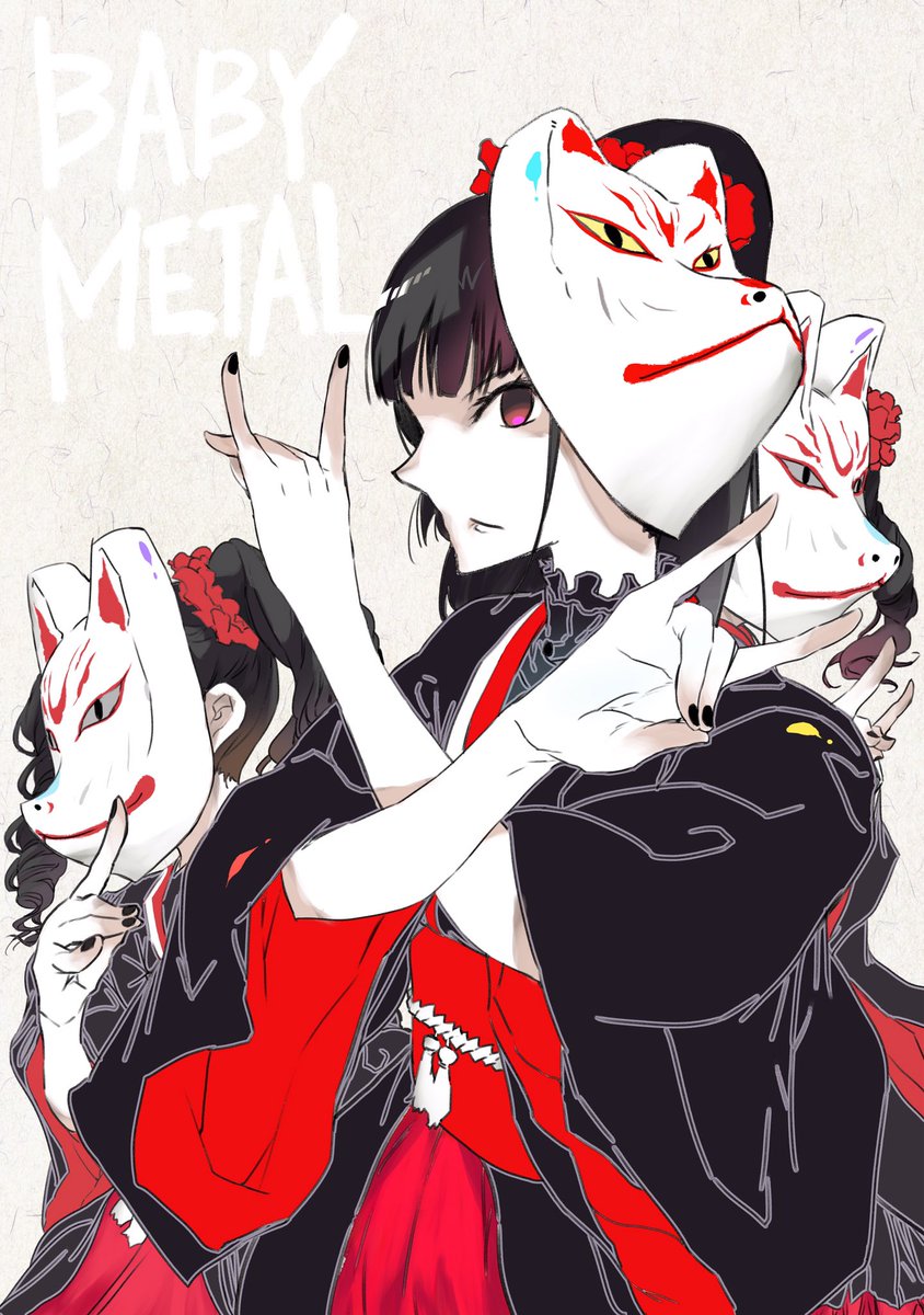 Babymetal ムシブギョーの福田 宏によるベビメタ絵 Babymatometal