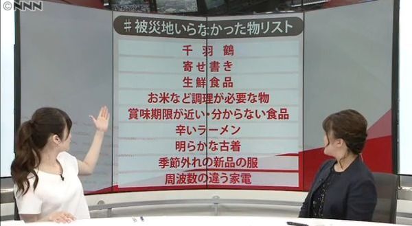 被災地いらなかった物リスト発表　「千羽鶴」「寄せ書き」「辛いラーメン」他