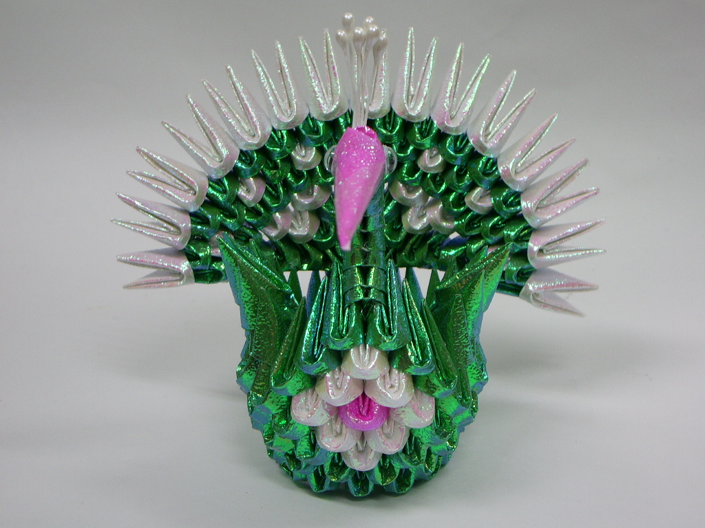 折り紙手芸 孔雀 ミニ の作り方 折り紙手芸 ブロック折り紙 ペーパクラフトのエルビー
