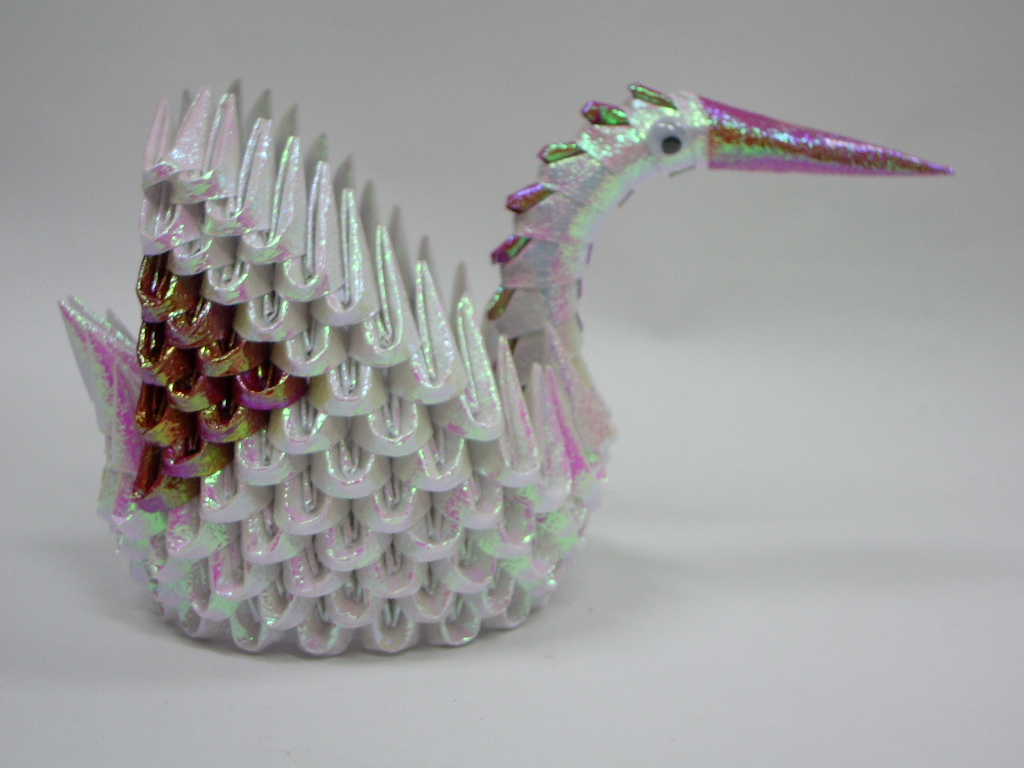 折り紙手芸 白鳥 ミニ白鳥 の作り方 折り紙手芸 ブロック折り紙 ペーパクラフトのエルビー
