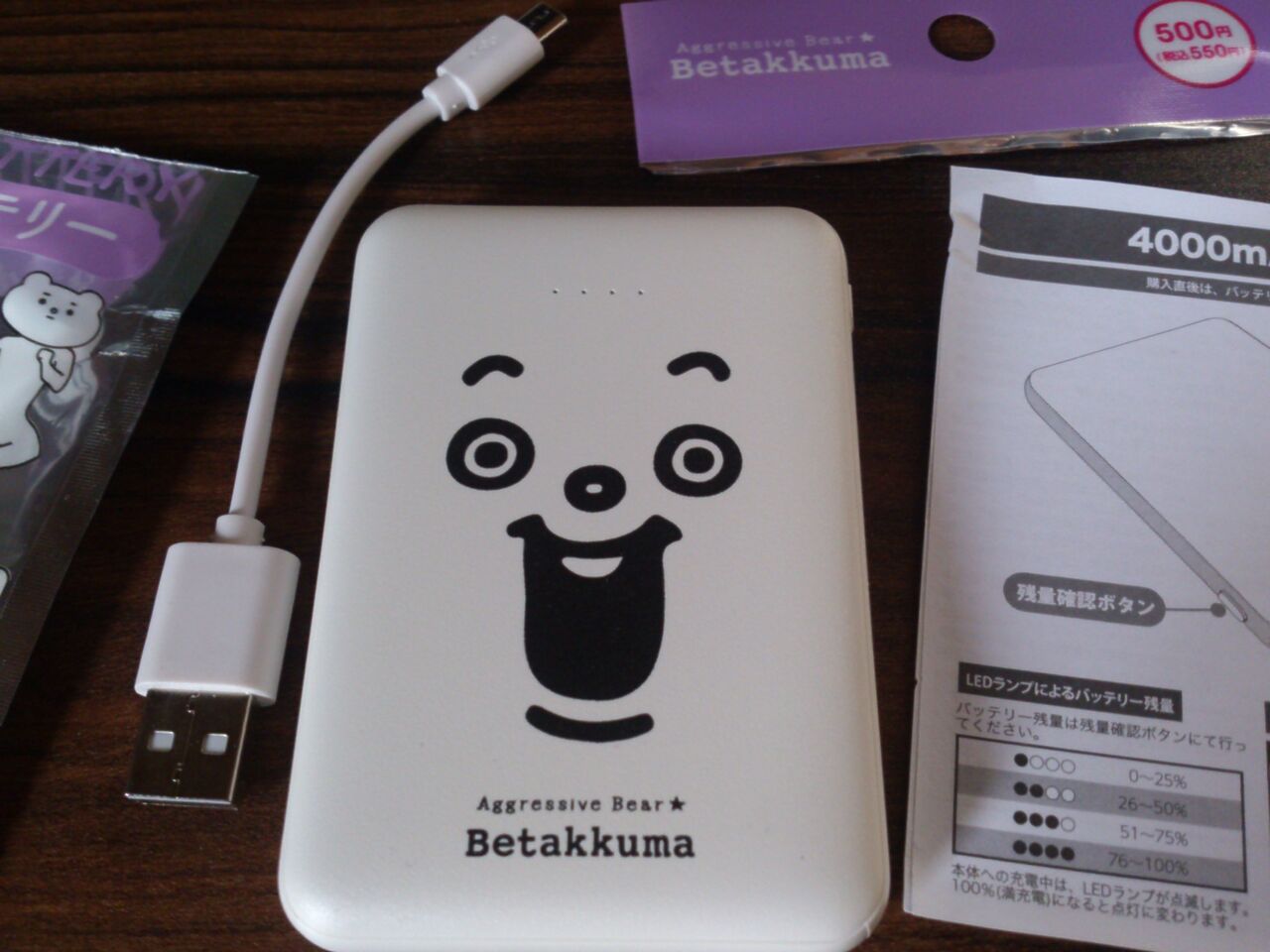 モバイルバッテリー 4000mA かぷっとモバイルバッテリー 恐い顔うさぎさん モバイルバッテリー 4000mA かぷっとモバイルバッテリー 恐い顔