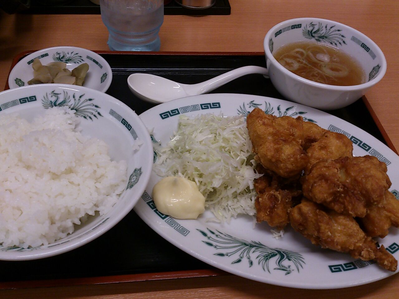 日高屋 唐揚げ定食 東山水上行