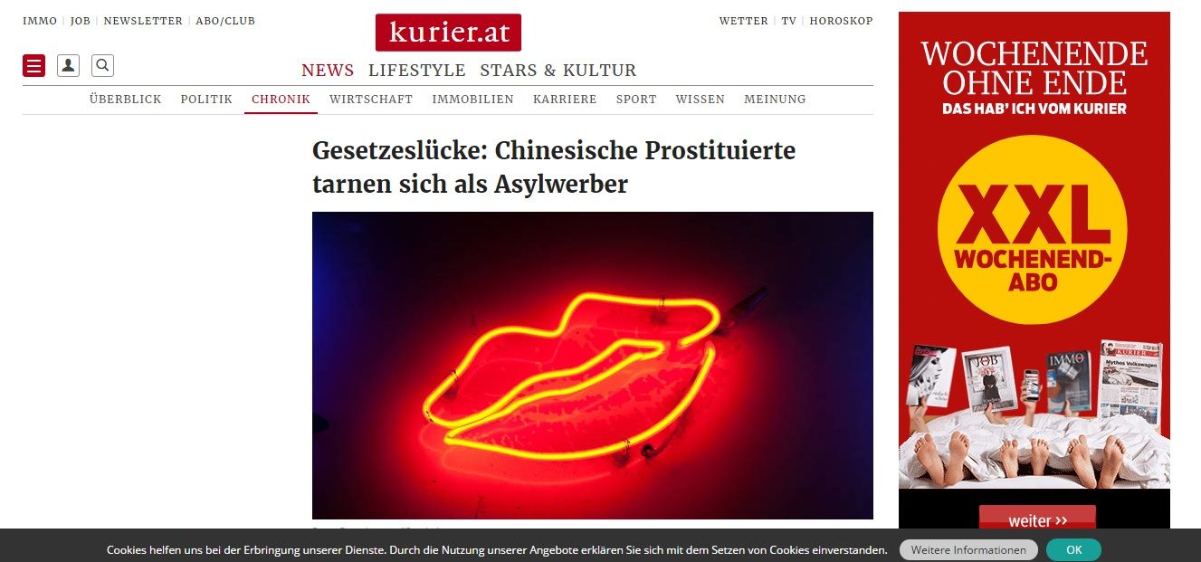 偽装難民の中国人売春婦が増加 ウィーン発 コンフィデンシャル 偽装難民の中国人売春婦が増加 ウィーン発 コンフィデンシャル