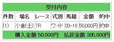 競馬1点
