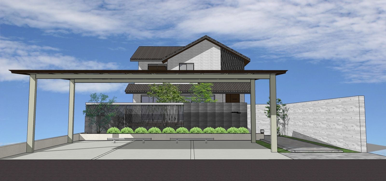 積水ハウスの和モダン セミクローズ外構の現場です 愛知県の外構ショップ Wise Gallery ワイズギャラリー エクステリア日記