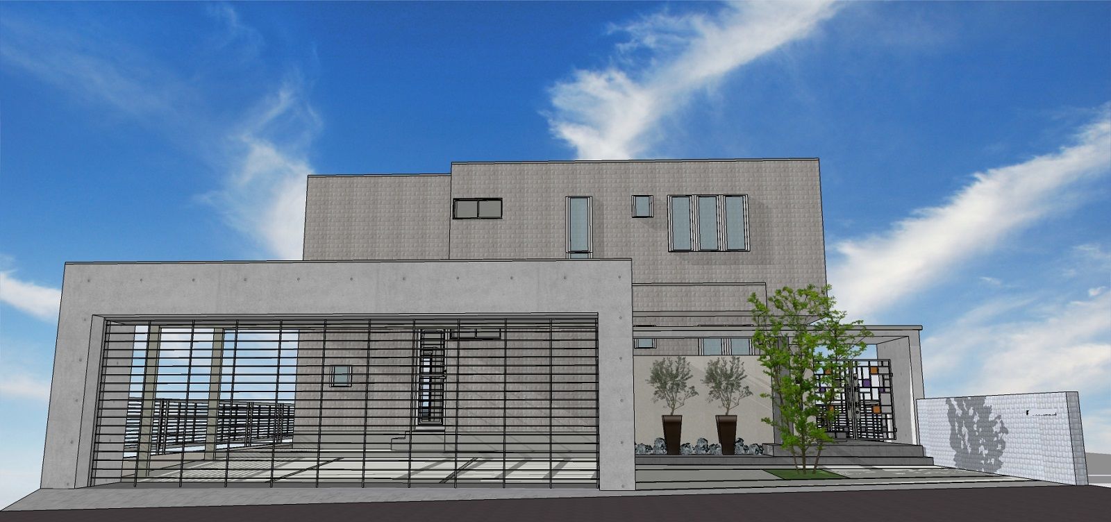 3台用の電動シャッターゲート付きのシンプルモダン外構です 愛知県の外構ショップ Wise Gallery ワイズギャラリー エクステリア日記