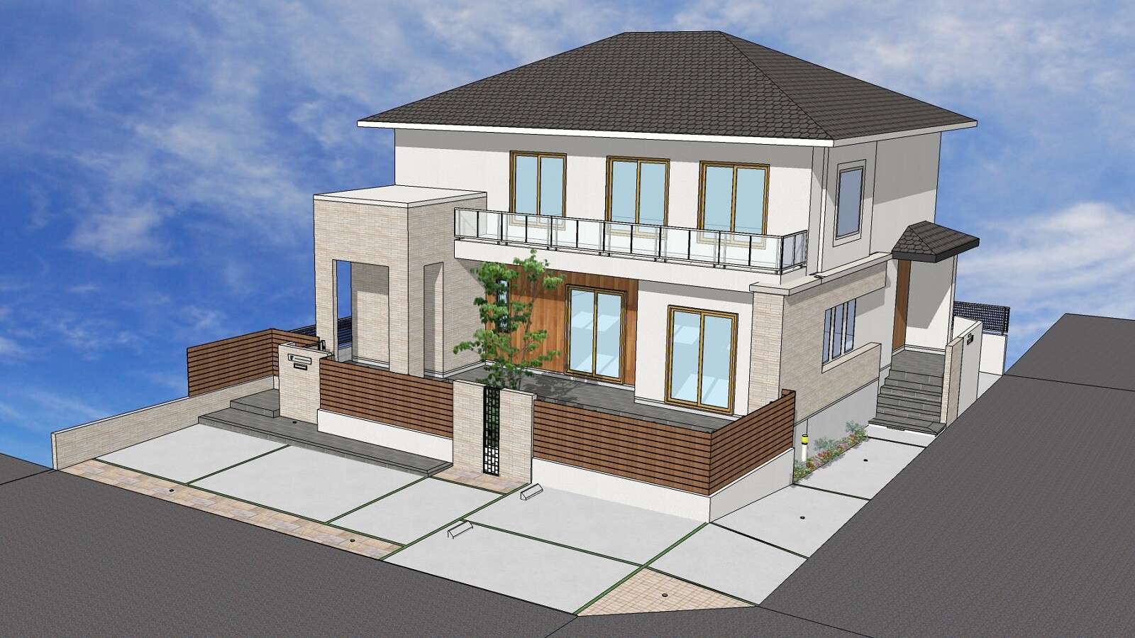 長久手市 三井ホームのエレガントモダンなセミクローズ外構です 愛知県の外構ショップ Wise Gallery ワイズギャラリー エクステリア日記