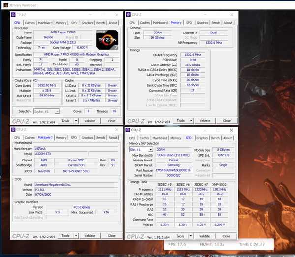 AMD Ryzen 7 PRO 4750G_Deskmini A300_GPU-Stress_2666MHz